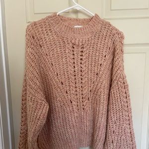 Topshop pointelle chunky pink sweater sz L